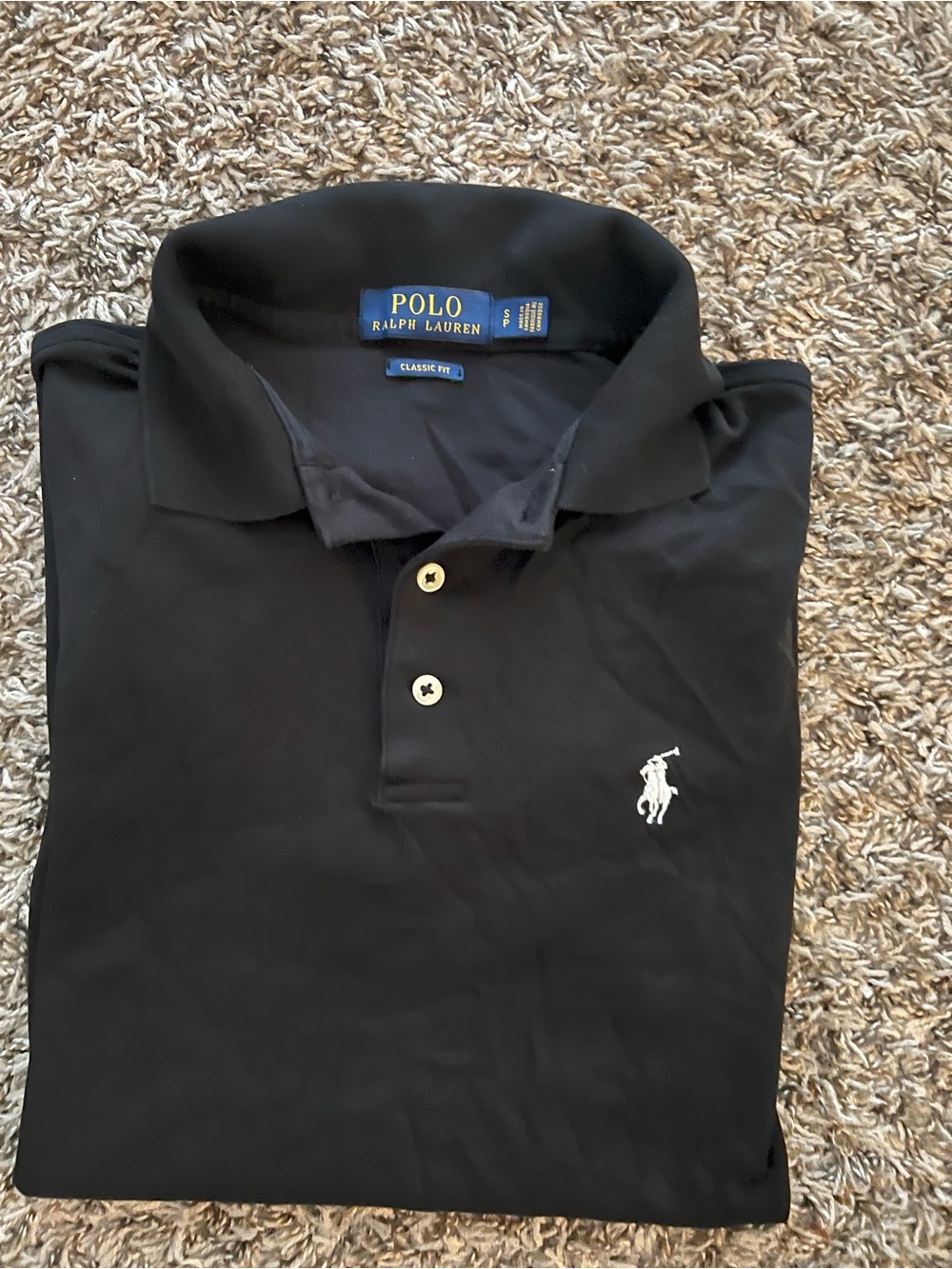 Ralph Lauren Black Polo Shirt with White Pony Logo